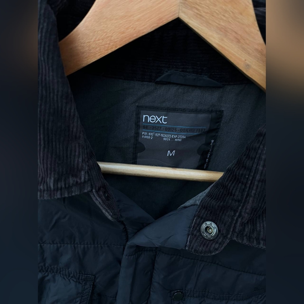 Next Geey Black Quilted Jacket with Denim Collar - Picture 8 of 8